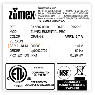 Etiqueta nº de serie